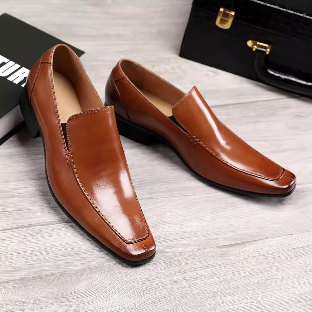 Men Shoes Formal - Japanese Style Pointed Leather Shoes Thick