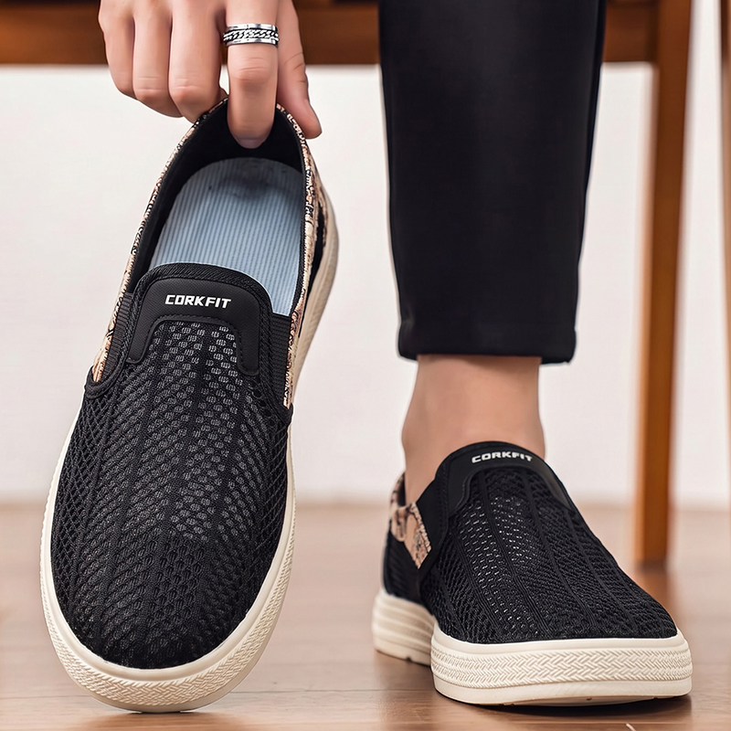 Men'S Shoes With Toes - Summer men's perforated mesh slippers breathable