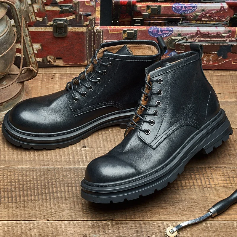 Men'S Shoes Quality Brands - Men's Retro Ankle Leather Boots Luxury