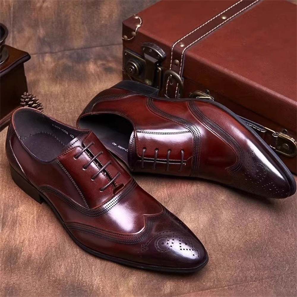 Men Shoes Formal - British Genuine Leather Men's Shoes Carved