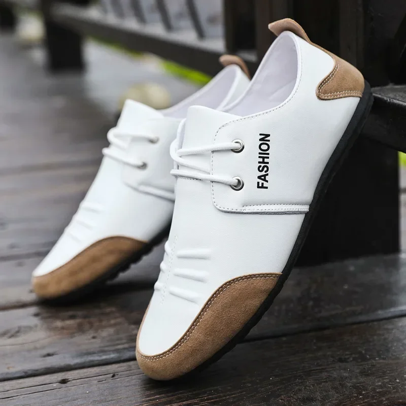 Flat Men Shoes Leisure Leather - Men'S Shoes Green And White ulasan dan harga