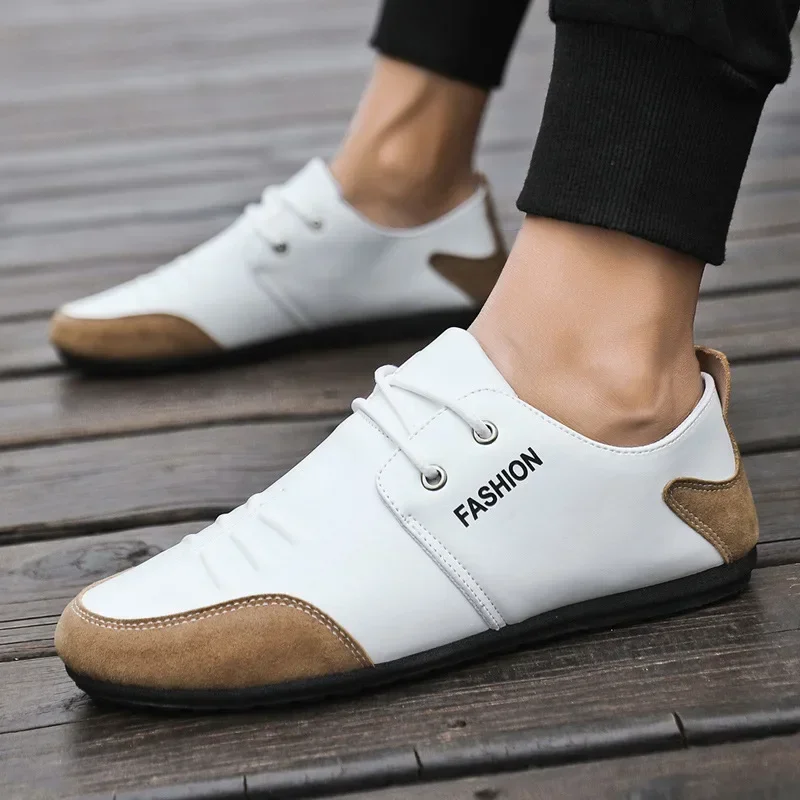 Flat Men Shoes Leisure Leather - Men'S Shoes Green And White ulasan dan harga