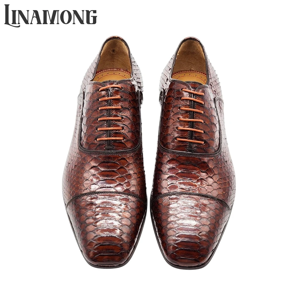 Brown Faux Python Leather Oxfo - Men'S Shoes Limited Edition ulasan dan harga