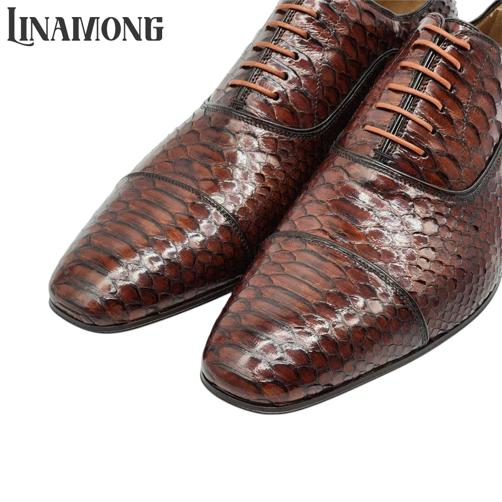 Brown Faux Python Leather Oxfo - Men'S Shoes Limited Edition ulasan dan harga