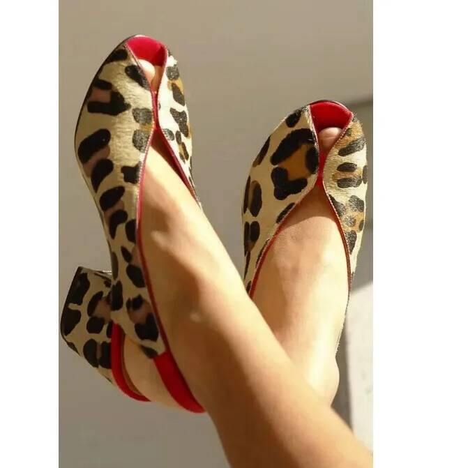 Leopard Print Peep Toe Slingba - Men'S Shoes With Toes ulasan dan harga