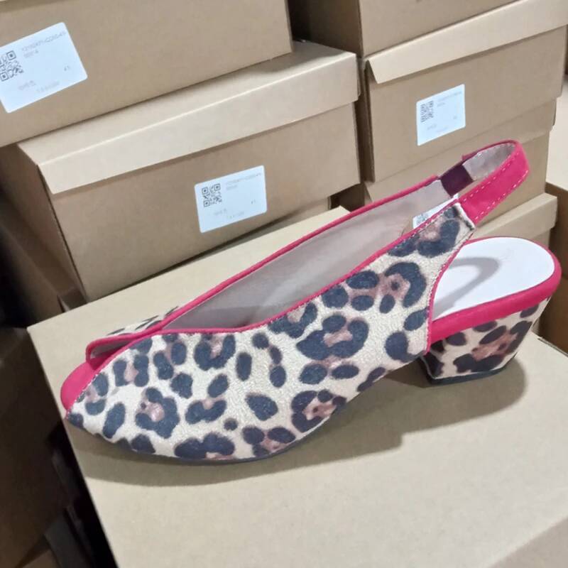 Leopard Print Peep Toe Slingba - Men'S Shoes With Toes ulasan dan harga