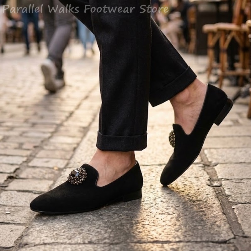Men Suede Loafers Rhinestone C - Men Shoes Formal ulasan dan harga