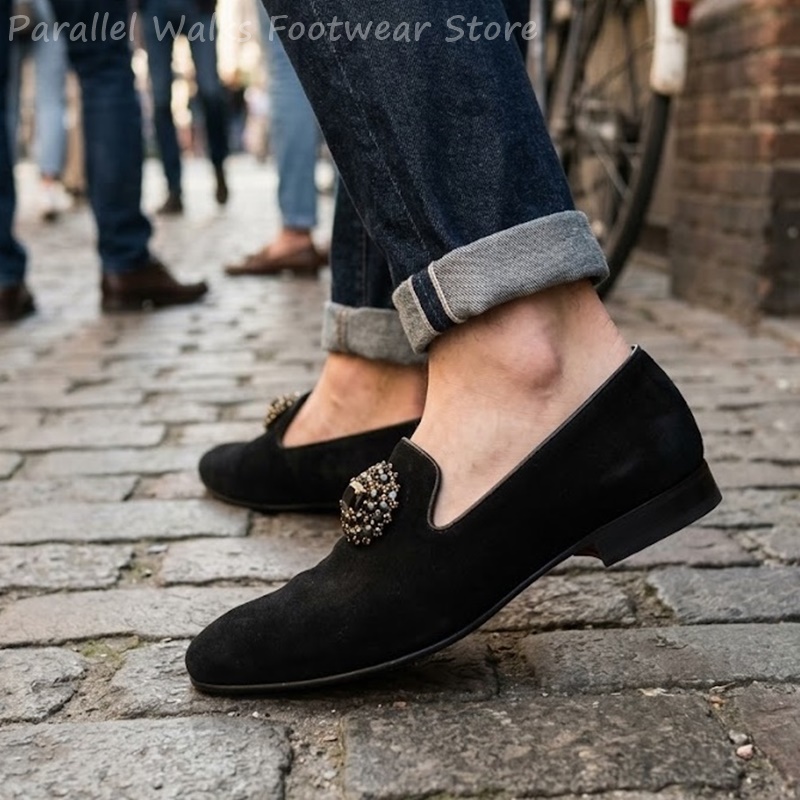 Men Suede Loafers Rhinestone C - Men Shoes Formal ulasan dan harga