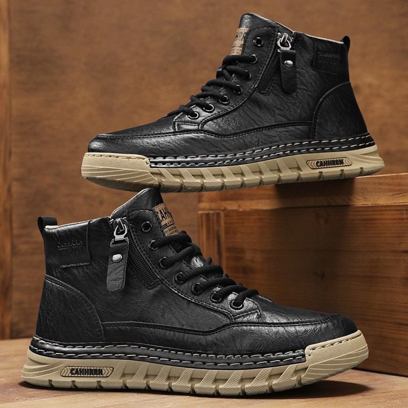 Men Leather High Top Ankle Boo - Men'S Shoes Dq ulasan dan harga