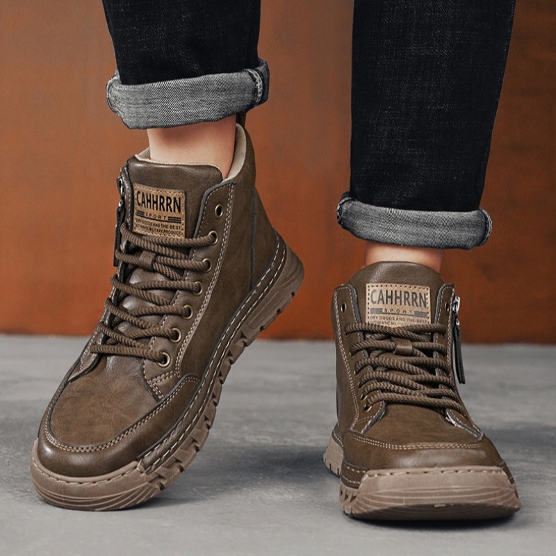 Men Leather High Top Ankle Boo - Men'S Shoes Dq ulasan dan harga