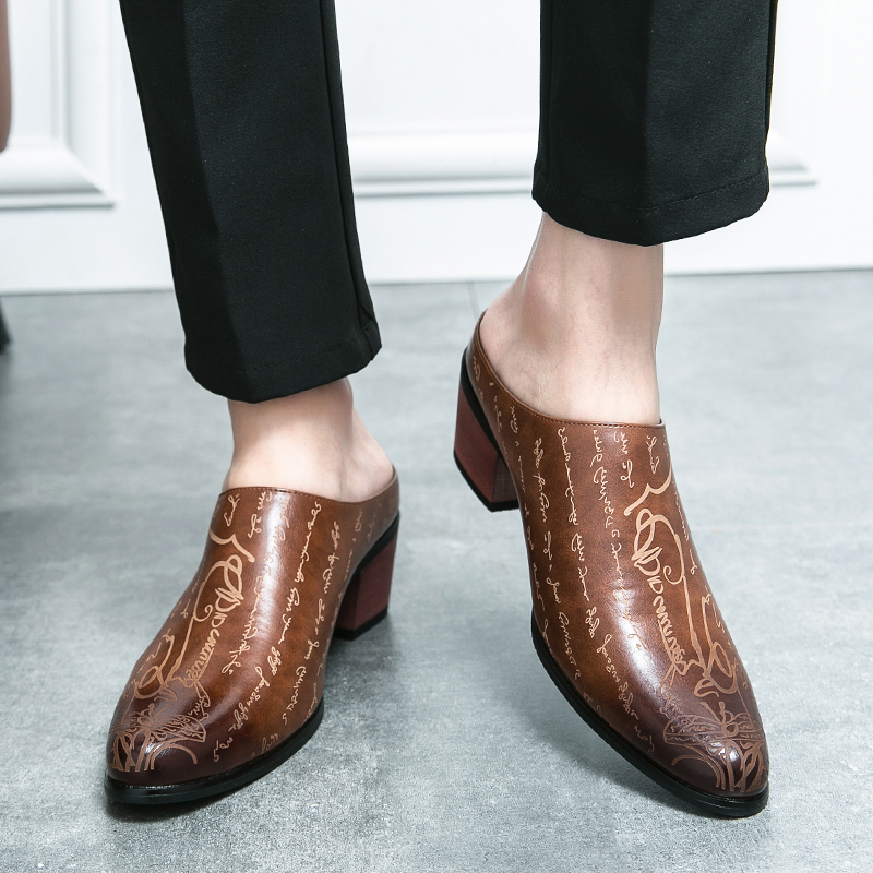 Men Brown Leather Mules Slippe - Men'S Shoes With Toes ulasan dan harga
