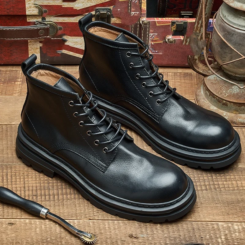 Men's Retro Ankle Leather Boot - Men'S Shoes Quality Brands ulasan dan harga