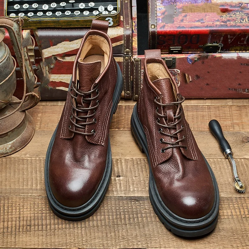 Men's Retro Ankle Leather Boot - Men'S Shoes Quality Brands ulasan dan harga